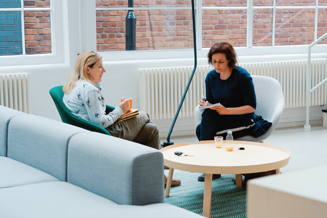 Two people having a meeting